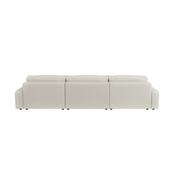Kreminės spalvos iš kordinio velveto sulankstoma/su sandėliavimo vieta kampinė sofa Sara – Ropez-image-2
