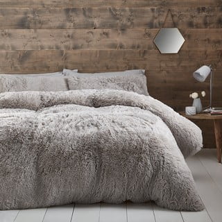 Pilka prailginta dvigulės lovos patalynė 230x220 cm Cuddly Deep Pile - Catherine Lansfield