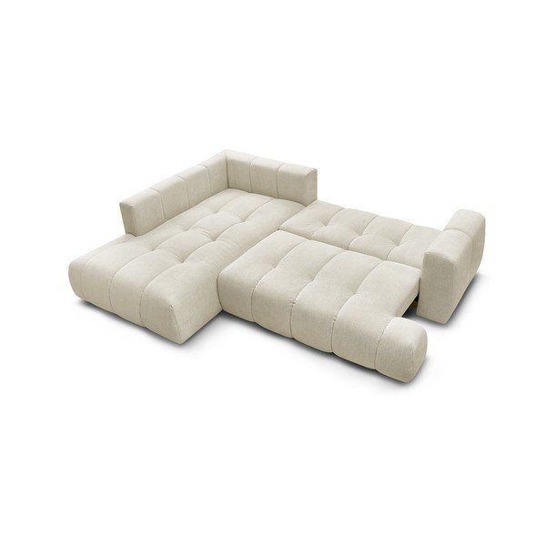Smėlio spalvos sulankstoma/su sandėliavimo vieta kampinė sofa (su kairiuoju kampu/„L“ formos) Fuji – Bobochic Paris-image-4