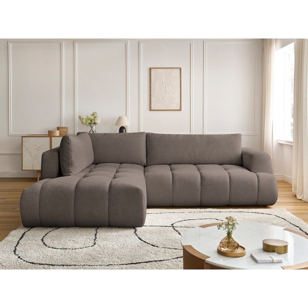 Taupe spalvos sulankstoma/su sandėliavimo vieta kampinė sofa (su kairiuoju kampu/„L“ formos) Fuji – Bobochic Paris-image-1