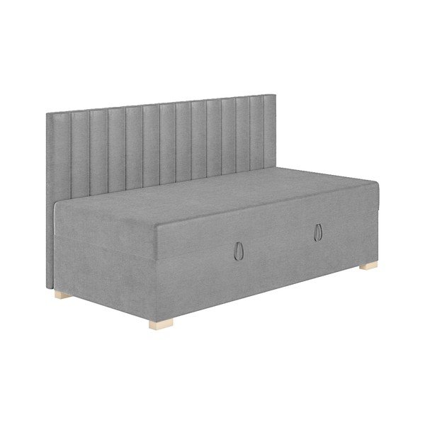 Pilkos spalvos vaikiška lova su sandėliavimo vieta su čiužiniu  90x200 cm Chill – Ghado-image-2