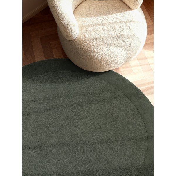 Rankų darbo tamsiai žalios spalvos iš vilnos mišinio apvalios formos kilimas ø 150 cm Kivi – Villeroy&Boch-image-2
