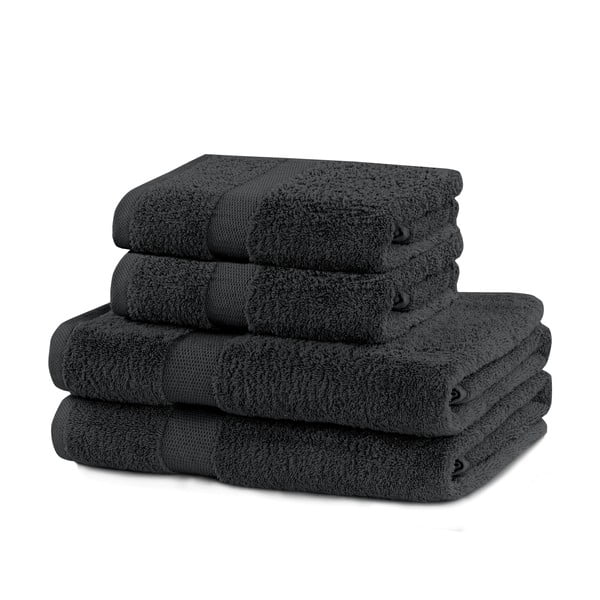 Tamsiai pilkos spalvos iš frote audinio iš medvilnės vonios rankšluosčių rinkiniai 4 vnt. Marina – Restilo