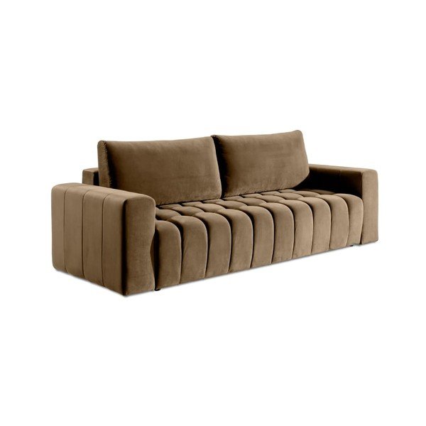 Šviesiai rudos spalvos iš velveto sulankstoma/su sandėliavimo vieta sofa 247 cm Lazaro – ELTAP-image-2