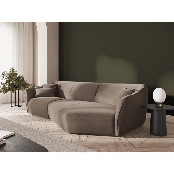 Iš velveto kampinė sofa rudos spalvos Tokyo – Cosmopolitan Design-image-1