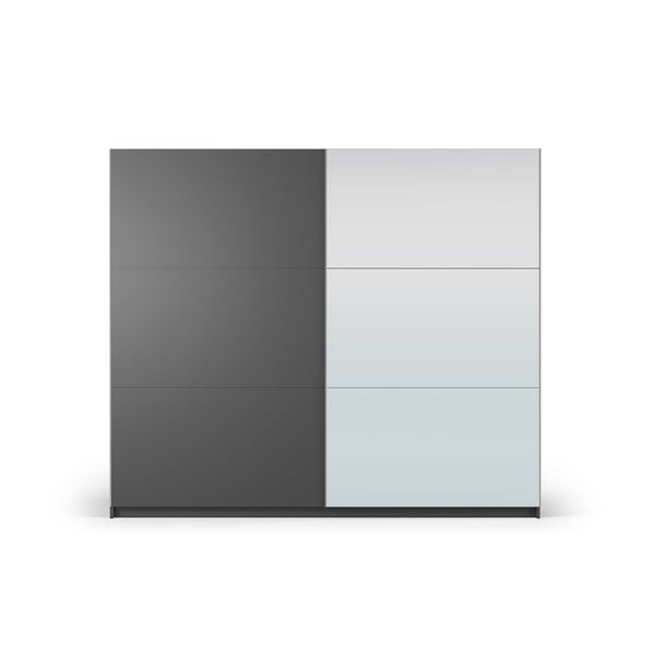 Tamsiai pilka spinta su veidrodžiu ir stumdomomis durimis 250x215 cm Lisburn - Cosmopolitan Design