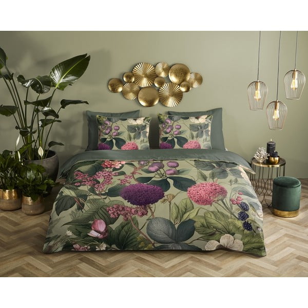 Khaki spalvos iš satino medvilnės viengulė/itin ilga patalynė 140x220 cm Onaz – Descanso-image-1