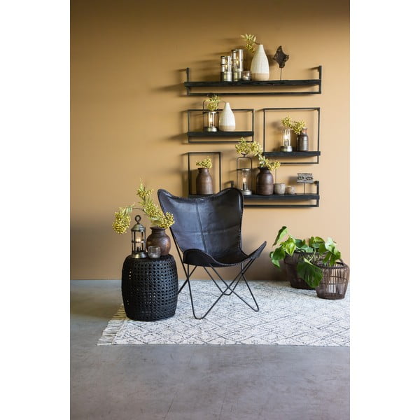Matinės juodos spalvos iš mango masyvo sieninė lentyna 120 cm Maddison – Light & Living-image-1