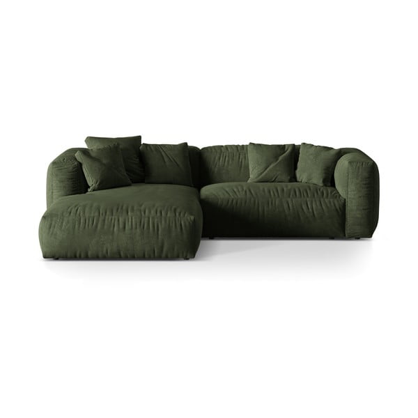Žalios spalvos iš velveto modulinė kampinė sofa (su kairiuoju kampu/su gultu) Martina – Micadoni 