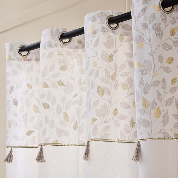 Baltos spalvos iš medvilnės mišinio užuolaida 140x240 cm Duchesse – douceur d'intérieur-image-2