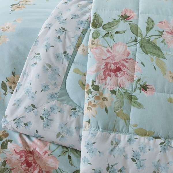 Mėlynos spalvos dygsniuota lovatiesė 220x230 cm Avebury Floral – Catherine Lansfield-image-3
