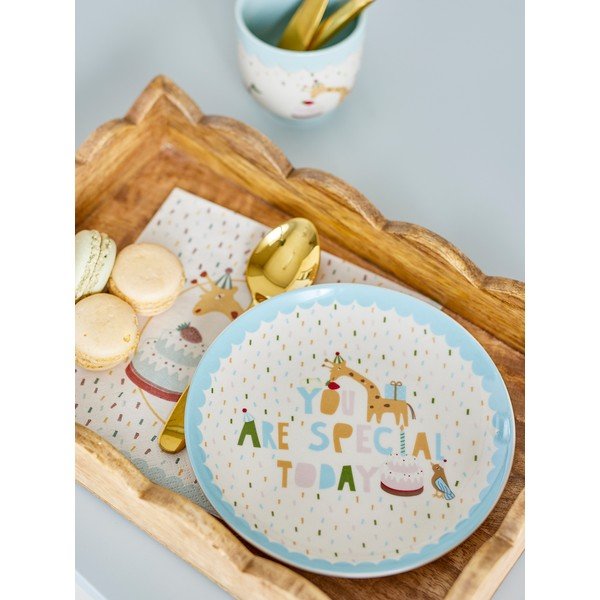 Šviesiai mėlynos spalvos/kreminės spalvos iš akmens masės vaikiška lėkštė ø 16 cm Celebrate – Bloomingville Mini-image-2