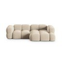 Smėlio spalvos iš velveto kampinė sofa (su dešiniuoju kampu/su gultu) Loretto – Cosmopolitan Design