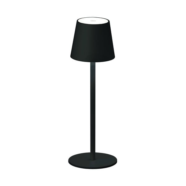Juodos spalvos šviesos diodų reguliuojamo apšvietimo stalinė lempa su judesio jutikliu ir metaliniu gaubtu (aukštis 38 cm) Tropea - Fischer & Honsel