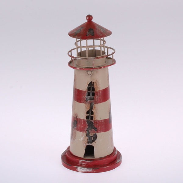 Metalinis pakabinamas žvakidės laikiklis "Red Stripes Lighthouse", 22 cm
