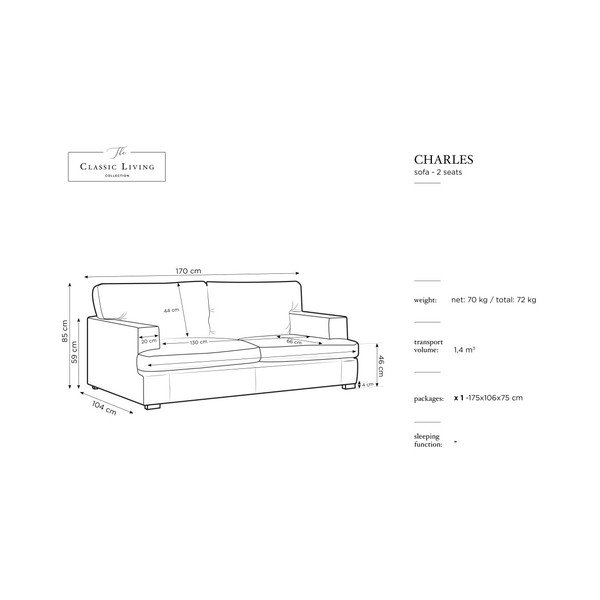 "Windsor & Co Sofos" Daphne pilka sofa, 170 cm-image-3