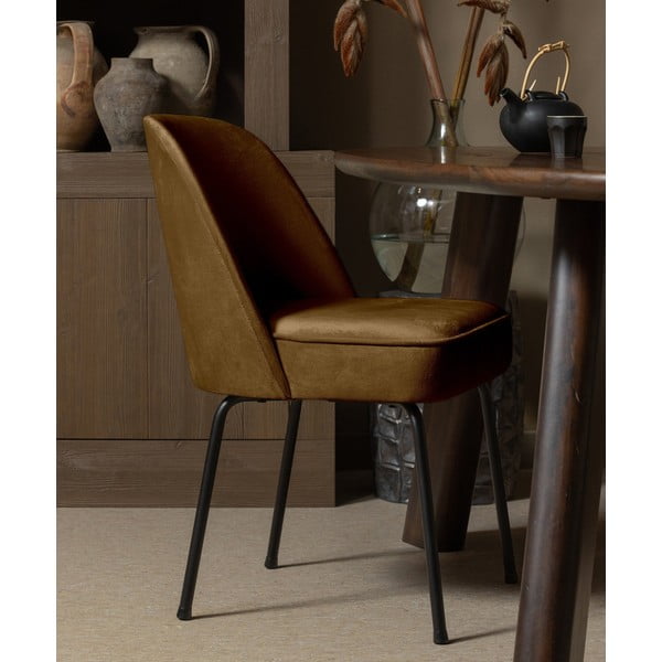 Garstyčių spalvos iš aksomo valgomojo kėdės 2 vnt. Vogue – WOOOD-image-1