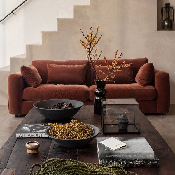 Rudos spalvos sofa iš šenilinio audinio 240 cm Chunky – vtwonen-image-2