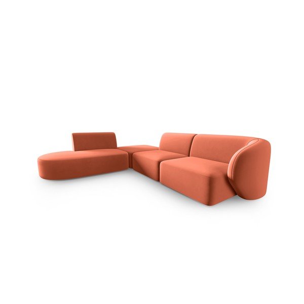 Rožinės spalvos iš velveto kampinė sofa (su kairiuoju kampu/„L“ formos) Paolo – Milo Casa-image-2