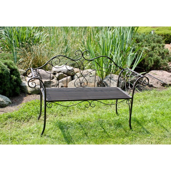 Metalinis sodo suoliukas juodos spalvos/tamsiai rudos spalvos Selene – Garden Pleasure-image-2