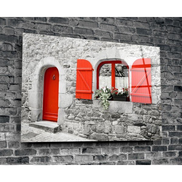 Paveikslas ant stiklo Insigne Red Door and Window-image-3