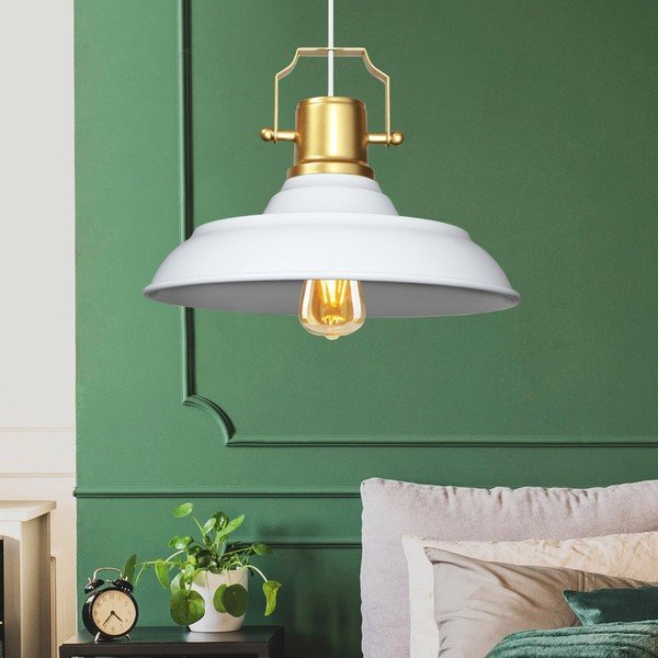 Baltos spalvos kabantis šviestuvas ø 25 cm su metaliniu gaubtu Tarsus – Opviq lights-image-2