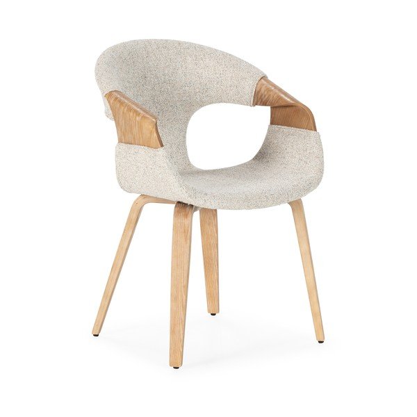 Smėlio spalvos iš audinio valgomojo kėdžių komplektas su porankiais 2 vnt. Elif – MOME