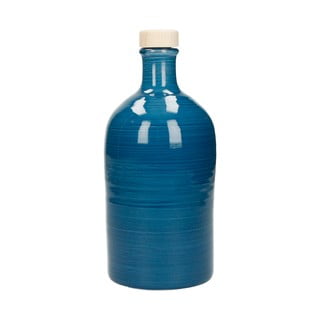 Mėlynos spalvos keraminis butelis aliejui Brandani Maiolica, 500 ml