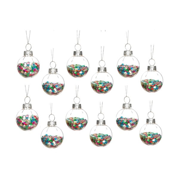 Iš stiklo Kalėdiniai žaisliukai rinkinyje 12 vnt. ø 3 cm Disco Stars Mini – Sass & Belle
