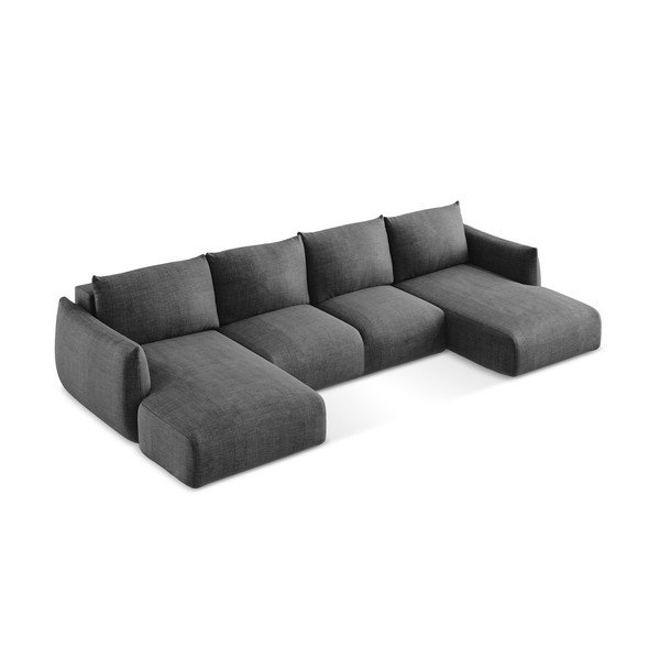 Tamsiai pilkos spalvos sulankstoma kampinė sofa („U“ formos) Leila – Makamii-image-4