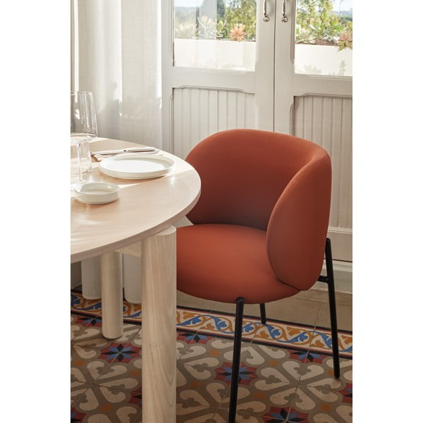Raudonos spalvos iš audinio valgomojo kėdžių komplektas 2 vnt. Mogi – Teulat-image-1