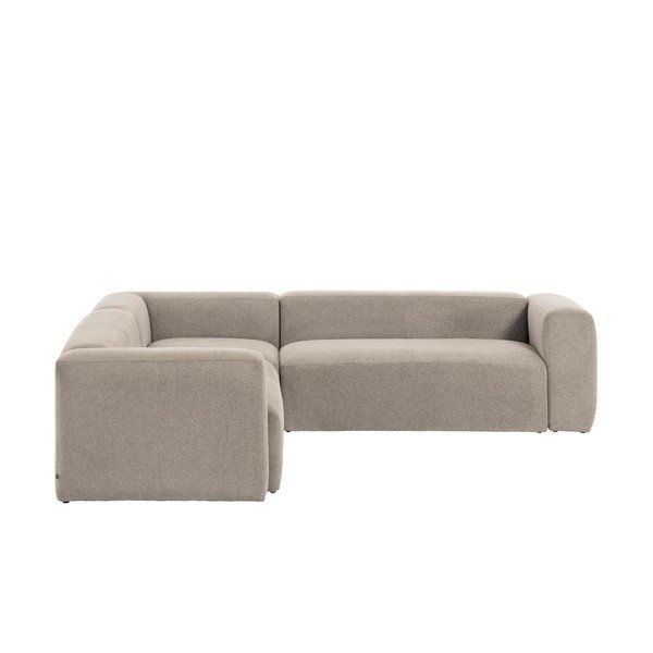 Smėlio spalvos iš šenilinio audinio kampinė sofa Blok – Kave Home-image-2