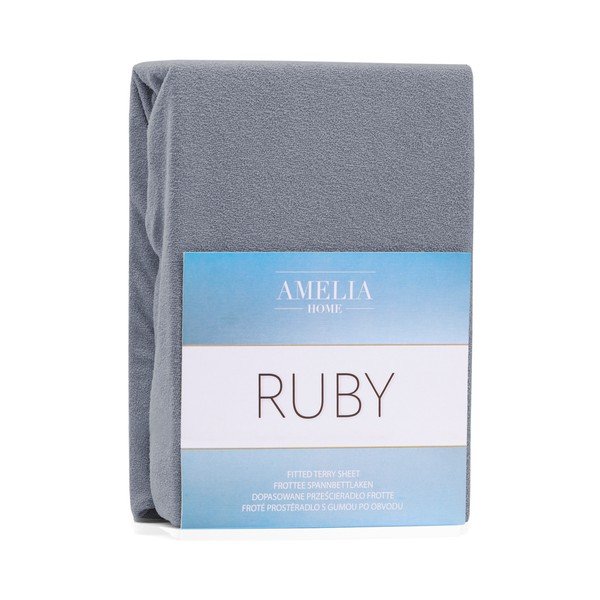 AmeliaHome Ruby Siesta pilka elastinga paklodė dvigulei lovai, 180/200 x 200 cm-image-2