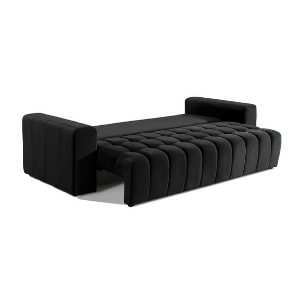 Juodos spalvos iš velveto sulankstoma/su sandėliavimo vieta sofa 247 cm Lazaro – ELTAP-image-2