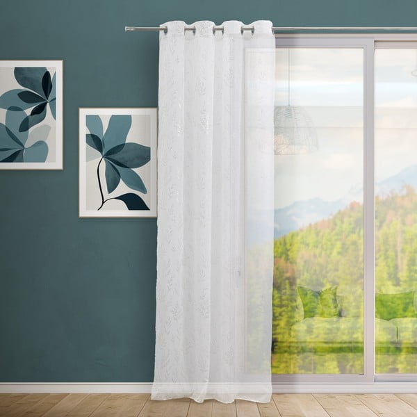 Baltos spalvos/sidabrinės spalvos permatoma užuolaida 140x260 cm Buds – Casa Selección-image-1