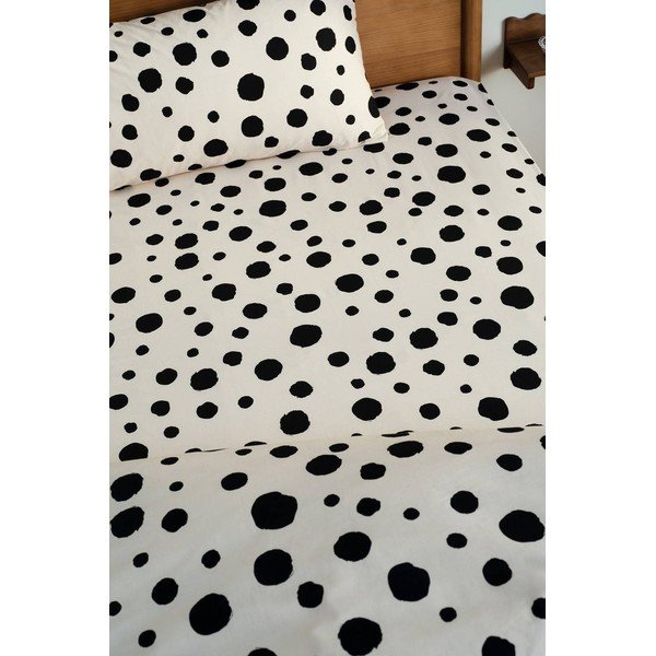 Juodos spalvos/smėlio spalvos iš medvilnės paklodė su guma 160x200 cm Rigmor – Jotex-image-1