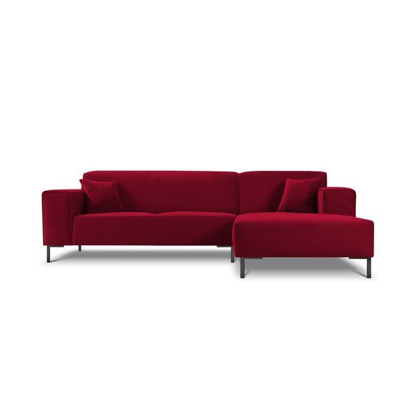Raudona aksominė kampinė sofa Cosmopolitan Design Siena, kampas dešinėje-image-3