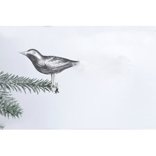 3 sidabrinių stiklinių paukščio formos kalėdinių dekoracijų rinkinys Ego Dekor