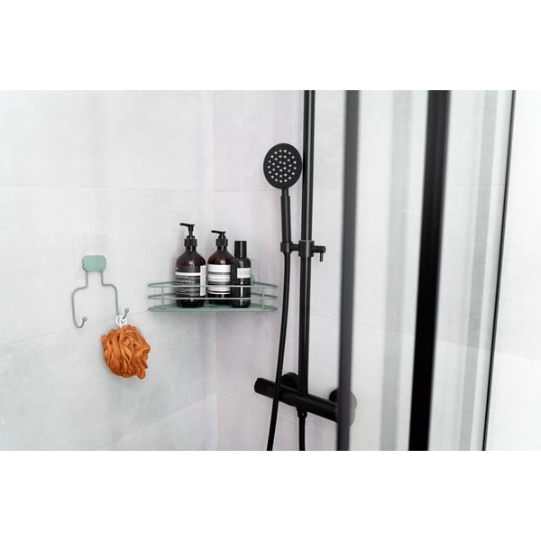 Kampinė vonios lentyna iš metalo žalios spalvos klijuojama Grena – Compactor-image-4