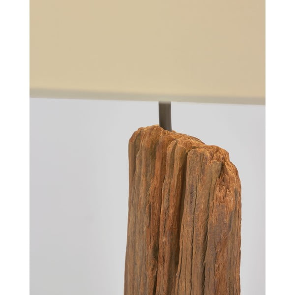 Pastatomas šviestuvas baltos spalvos/rudos spalvos (aukštis 175 cm) su tekstiliniu gaubtu Powell – Kave Home-image-4