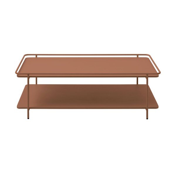 Terakotos spalvos iš metalo kavos staliukas 55x110 cm Yuba – Unique Furniture