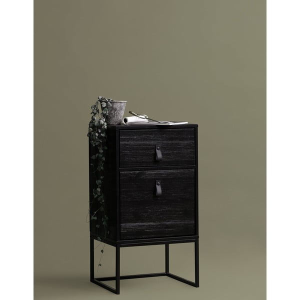 Juodas naktinis staliukas su stalčiumi ir durelėmis WOOOOD Zola-image-1