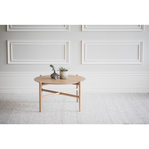 Natūralios ąžuolo medienos šoninis staliukas Rowico Holton, ø 80 cm-image-1