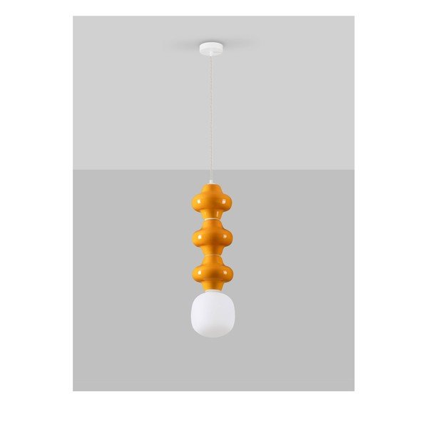 Baltos spalvos/oranžinės spalvos iš keramikos kabantis šviestuvas ø 18 cm su stiklo gaubtu Clio – Nova Luce-image-2