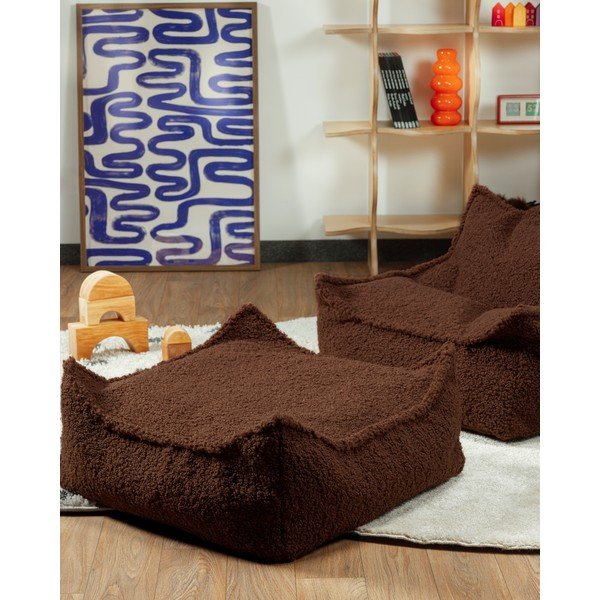 Tamsiai rudos spalvos vaikiškas pufas iš boucle Warm Hazel – Wigiwama-image-3