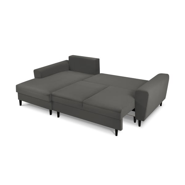 Tamsiai pilkos spalvos kampinė sofa Micadoni Home Moghan, kampas kairėje-image-4