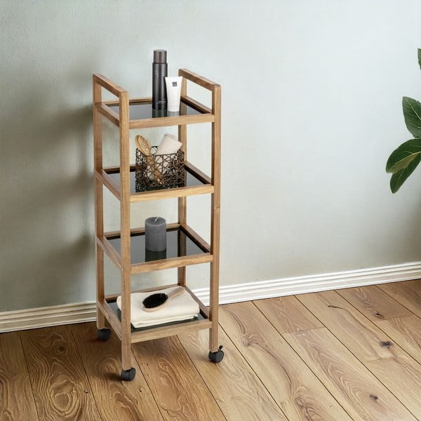 Juodos spalvos/natūralios spalvos iš akacijos masyvo vonios lentyna 35x101,5 cm Fondi – Wenko-image-1