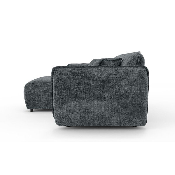 Tamsiai pilkos spalvos kampinė sofa iš šenilinio audinio (su kairiuoju kampu/su gultu) Nelia – Ropez-image-3