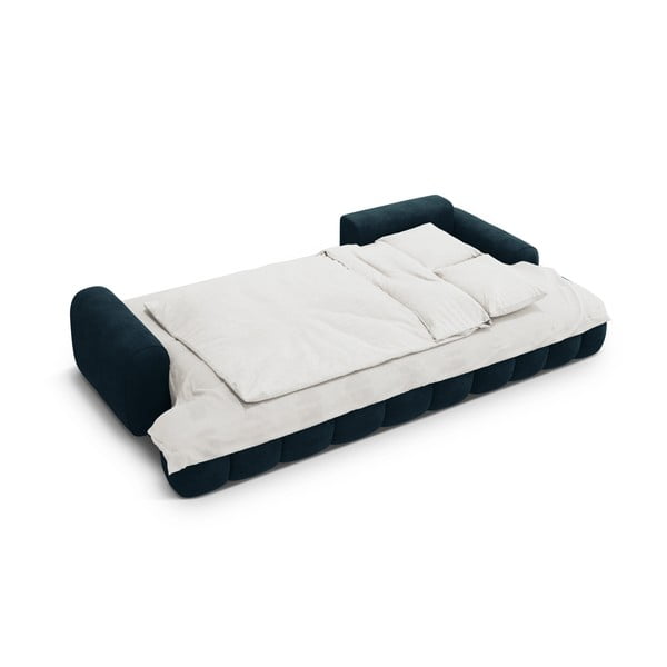 Smaragdinės spalvos iš velveto sulankstoma/su sandėliavimo vieta kampinė sofa (su dešiniuoju kampu/su gultu) Linz – Cosmopolitan Design-image-4