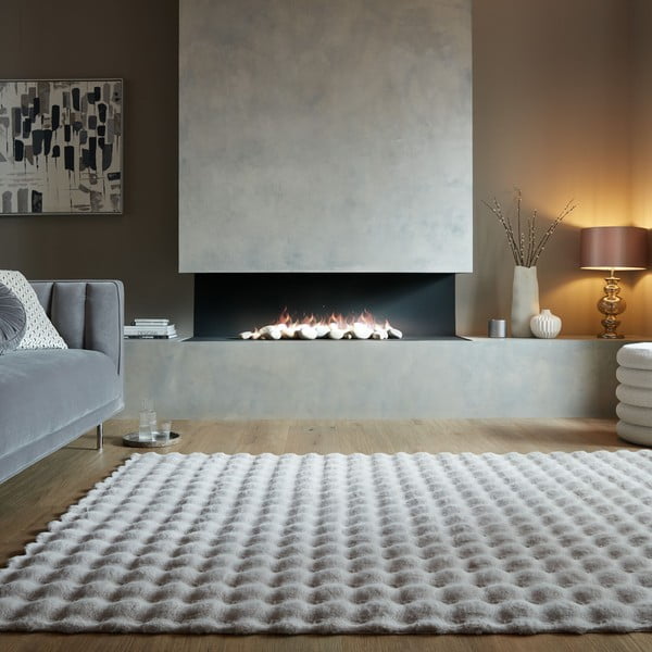 Sintetinė oda ir kailis šviesiai pilkos spalvos 180x290 cm Waffle Faux Fur – Flair Rugs-image-1